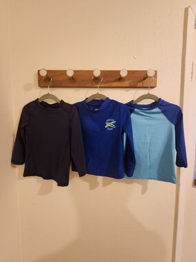 2t Long Sleeve Rashguard Navy, Royal Blue, Light Blue Cat & Jack Carters Lot